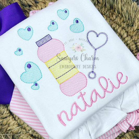 Valentine's Day bubble blowing hearts sketch stitch machine embroidery design file, quick stitch, love, XOXO, be mine, bubbles