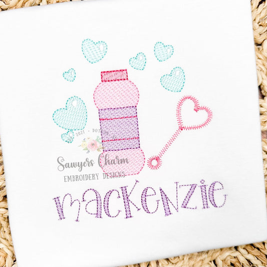 Valentine's Day bubble blowing hearts sketch stitch machine embroidery design file, quick stitch, love, XOXO, be mine, bubbles