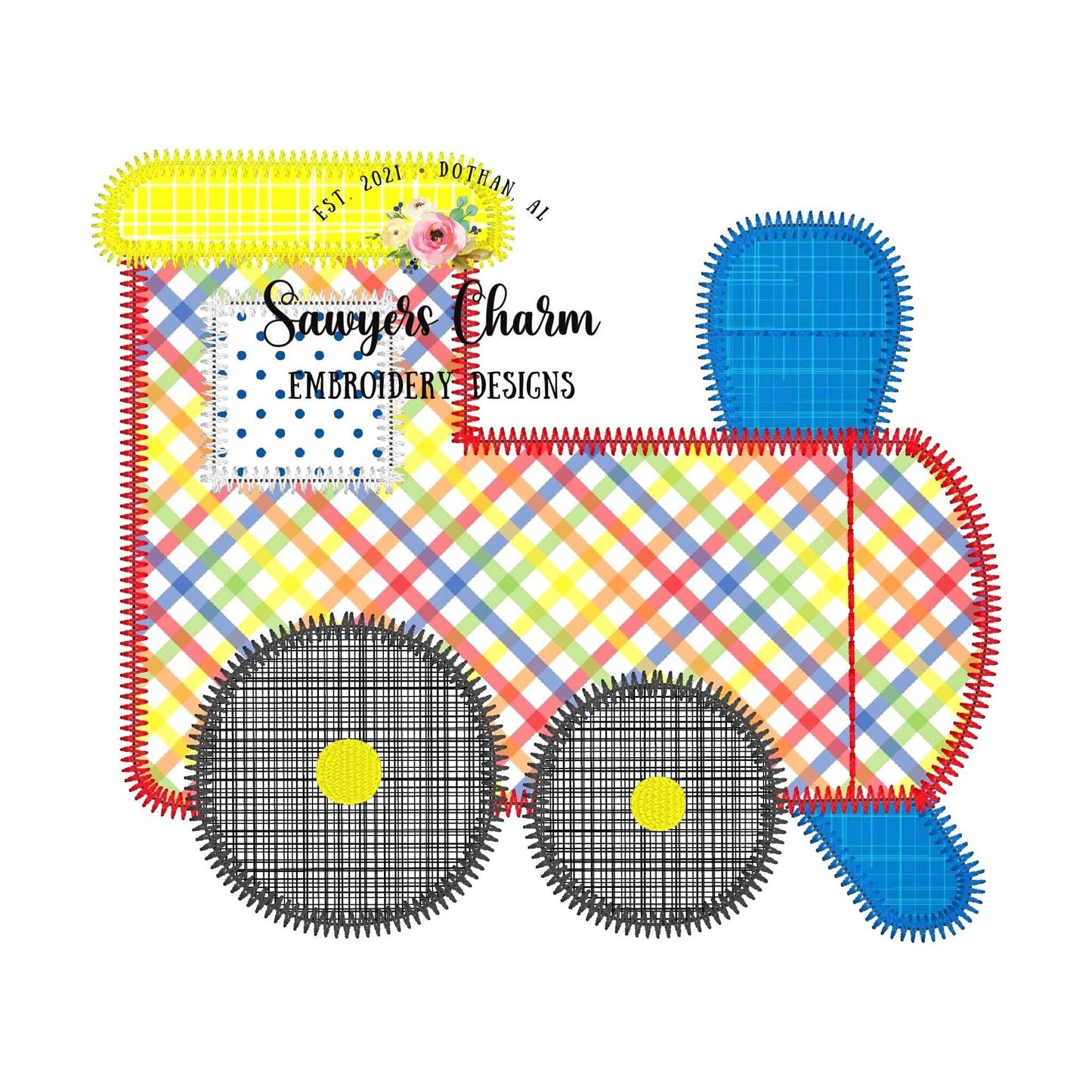 BUNDLE Train bean stitch & zigzag stitch applique machine embroidery design file, quick stitch, smoke stack, train track, choo choo
