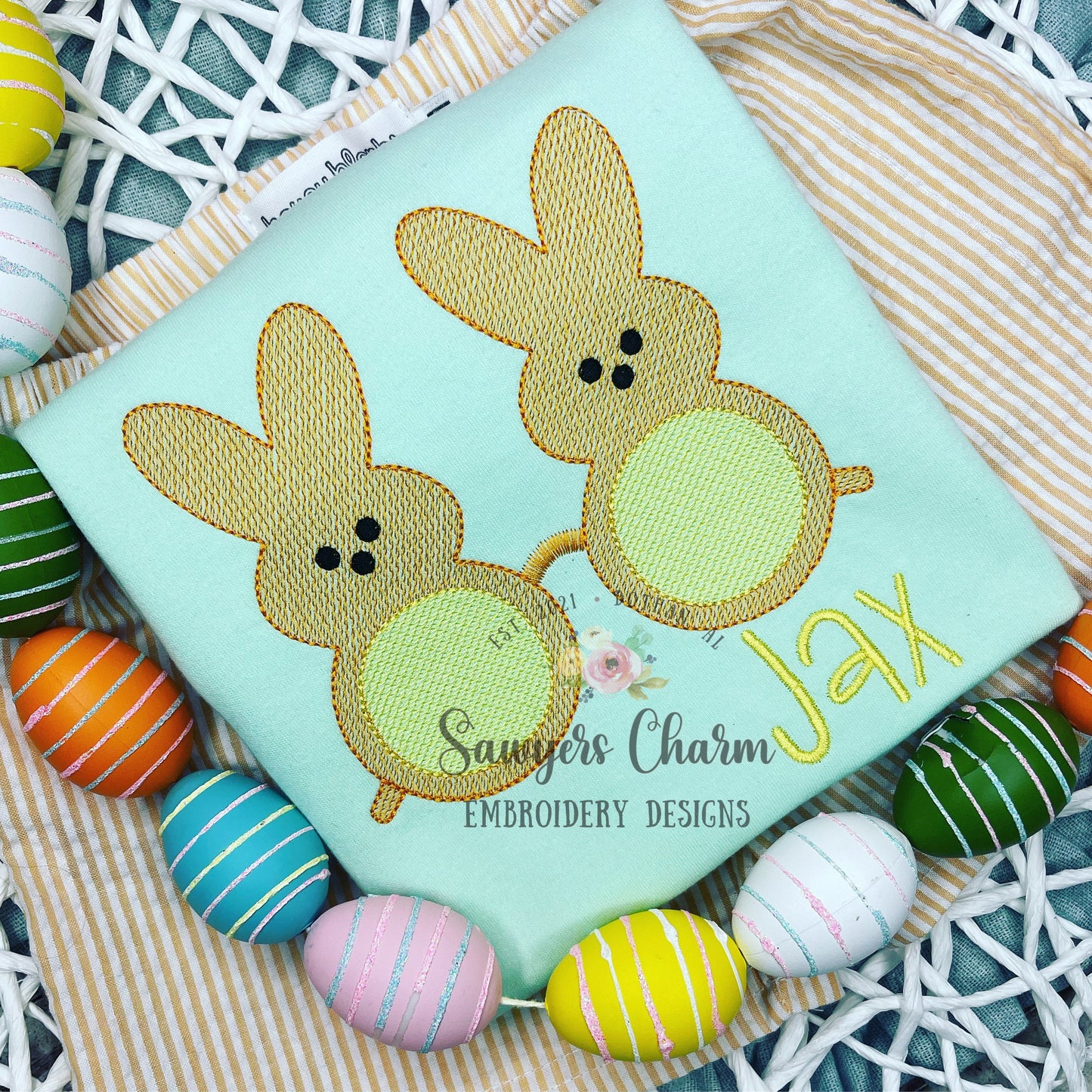 Easter peeps candy sunglasses sketch stitch light fill machine embroidery design file, sunnies, shades, bunny rabbit, egg hunt, spring