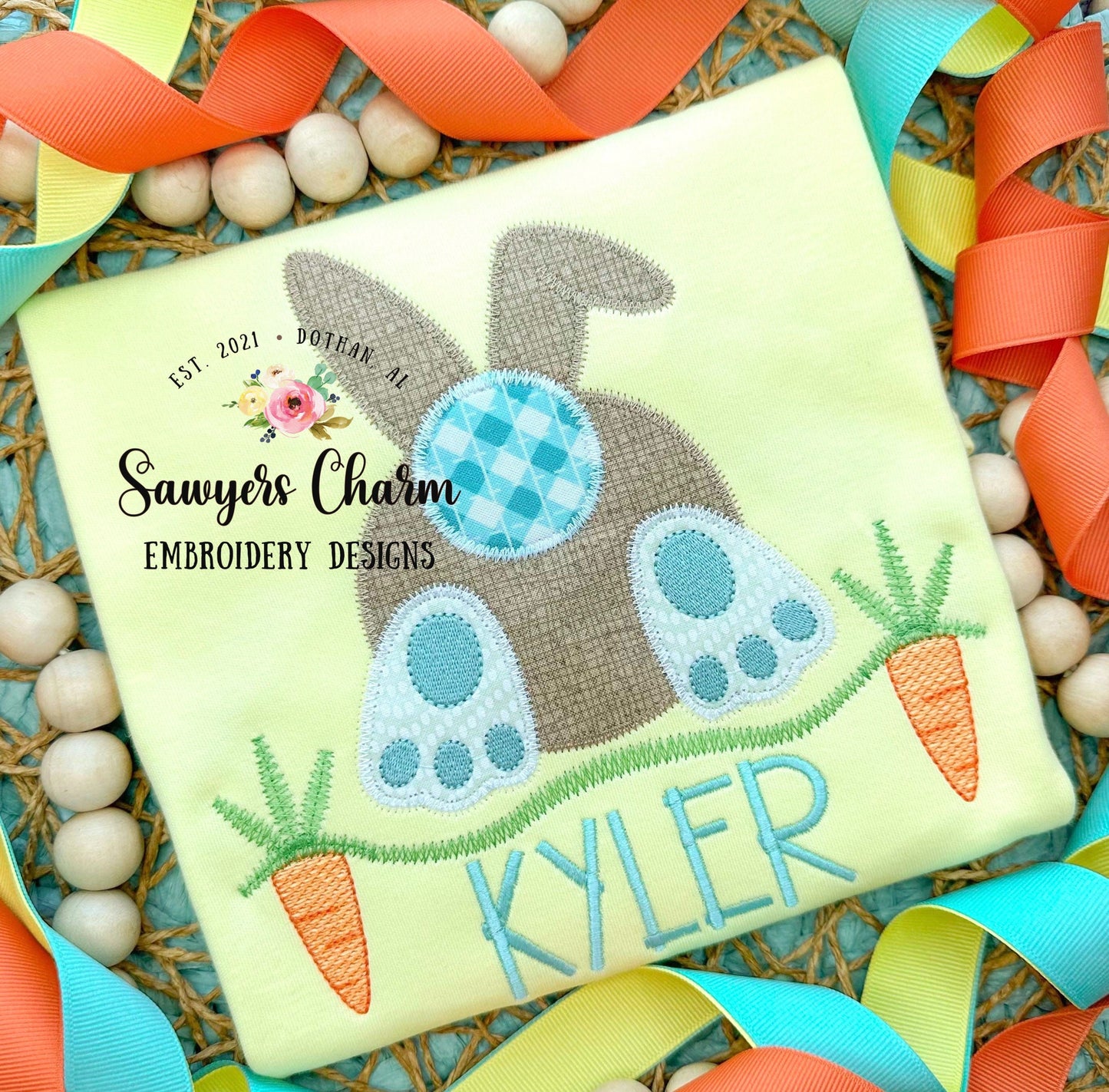 BUNDLE Easter bunny tail with & without bow grass carrots bean and zigzag stitch machine embroidery design file, egg hunt, rabbit, spring