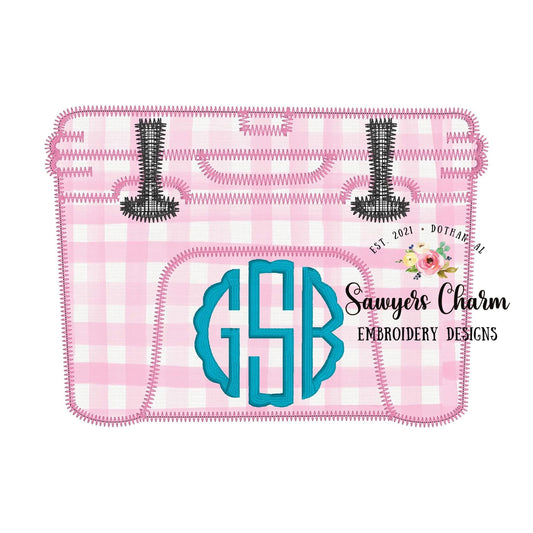 BUNDLE Cooler ice chest bean stitch & zigzag stitch applique machine embroidery design file, summer, spring, snacks, drink holder, beach