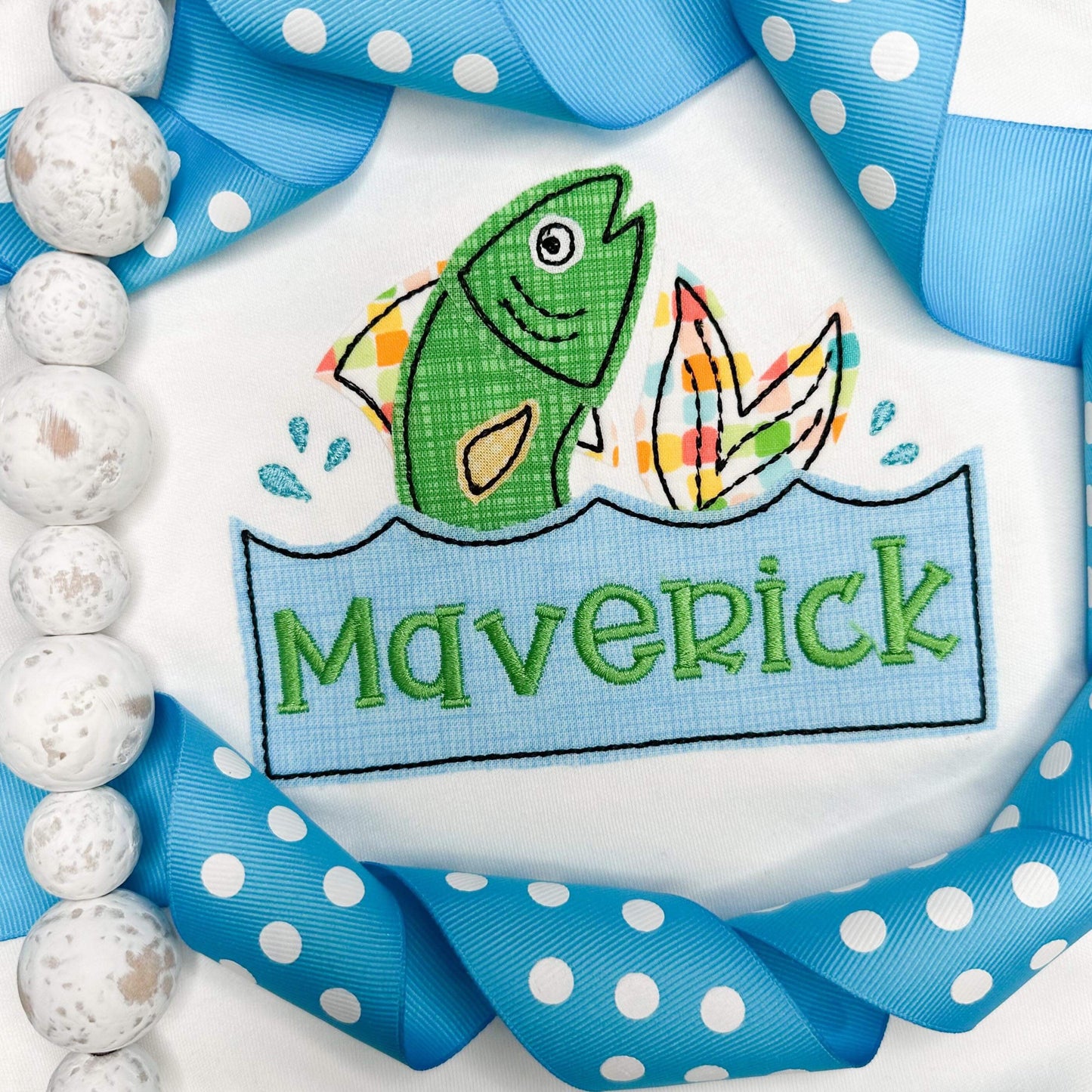 BUNDLE Fish jumping out of water with name plate zig zag & bean stitch machine embroidery design file, outdoors, fishing, bass, quick stitch