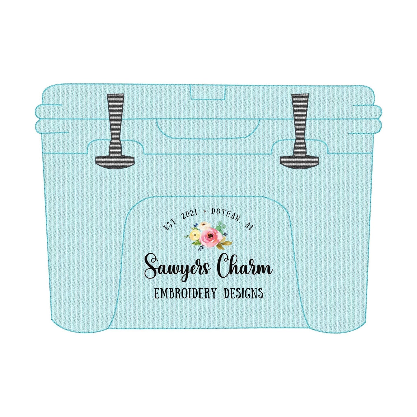 Cooler ice chest sketch stitch machine embroidery design file, quick stitch, summer, spring, snacks, drink holder, beach, lake life vacation