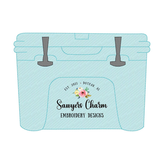 Cooler ice chest sketch stitch machine embroidery design file, quick stitch, summer, spring, snacks, drink holder, beach, lake life vacation