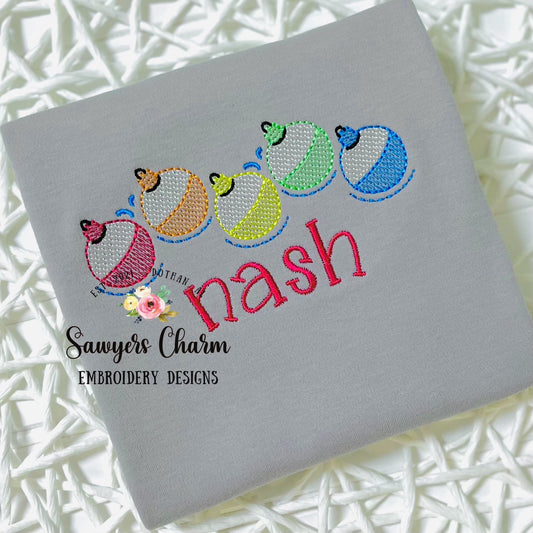 Fishing bobbers in a row sketch stitch machine embroidery design file, quick stitch, spring summer, fish, outdoors, water lake pond bait