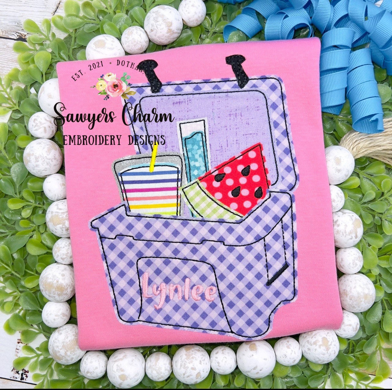 BUNDLE Cooler juice box, watermelon, popsicle bean stitch & zigzag stitch applique machine embroidery design file, summer snacks ice chest