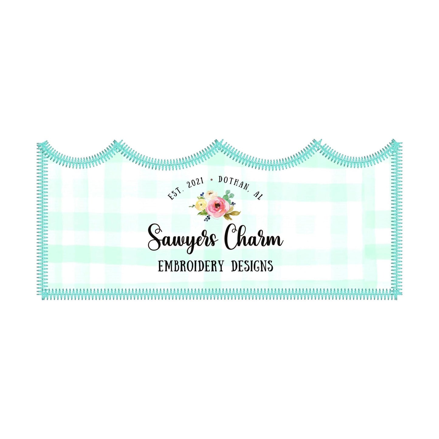 BUNDLE 5 Water/waves name plate/frame machine applique embroidery design file, bean stitch, zigzag, scribble, blanket stitch, satin stitch