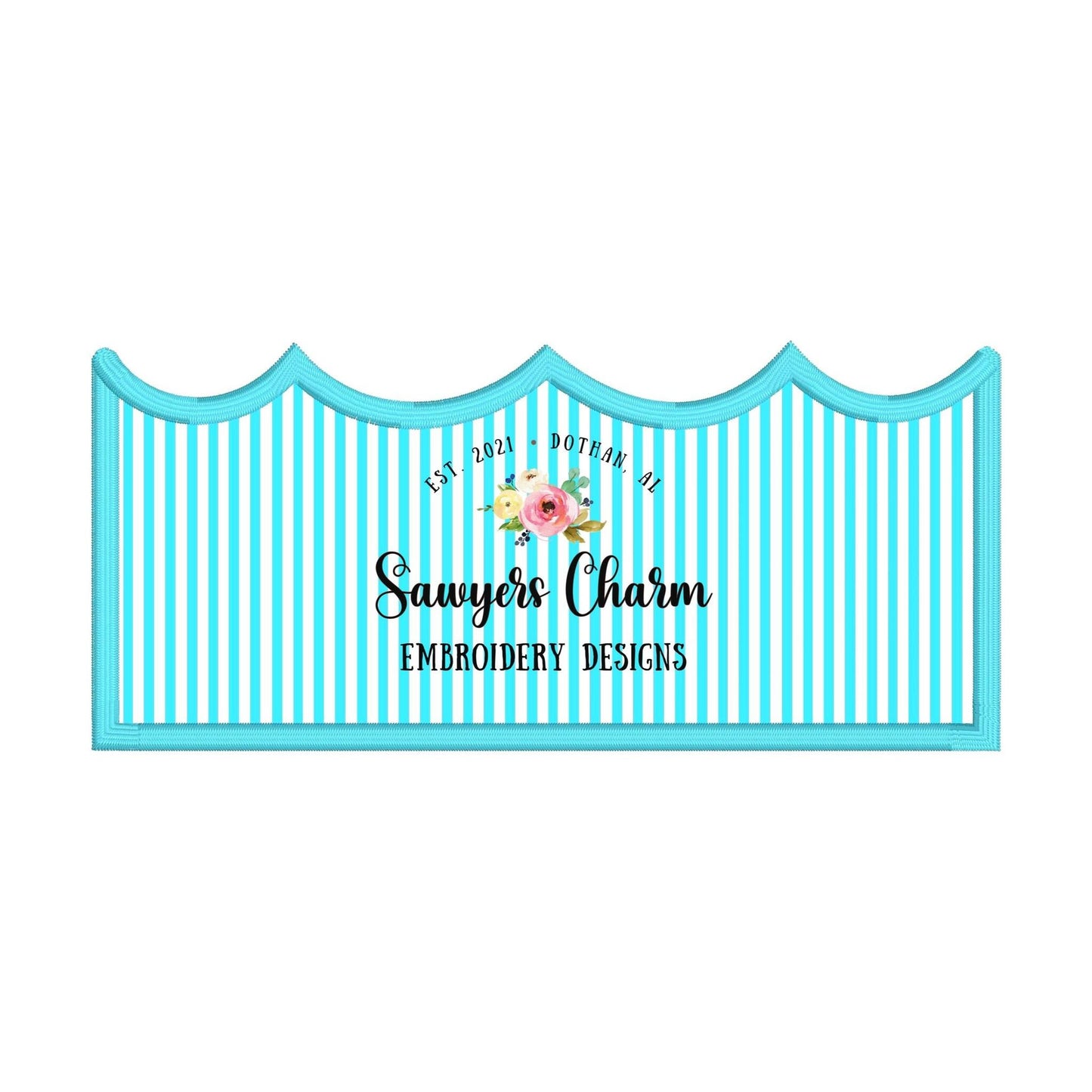 BUNDLE 5 Water/waves name plate/frame machine applique embroidery design file, bean stitch, zigzag, scribble, blanket stitch, satin stitch