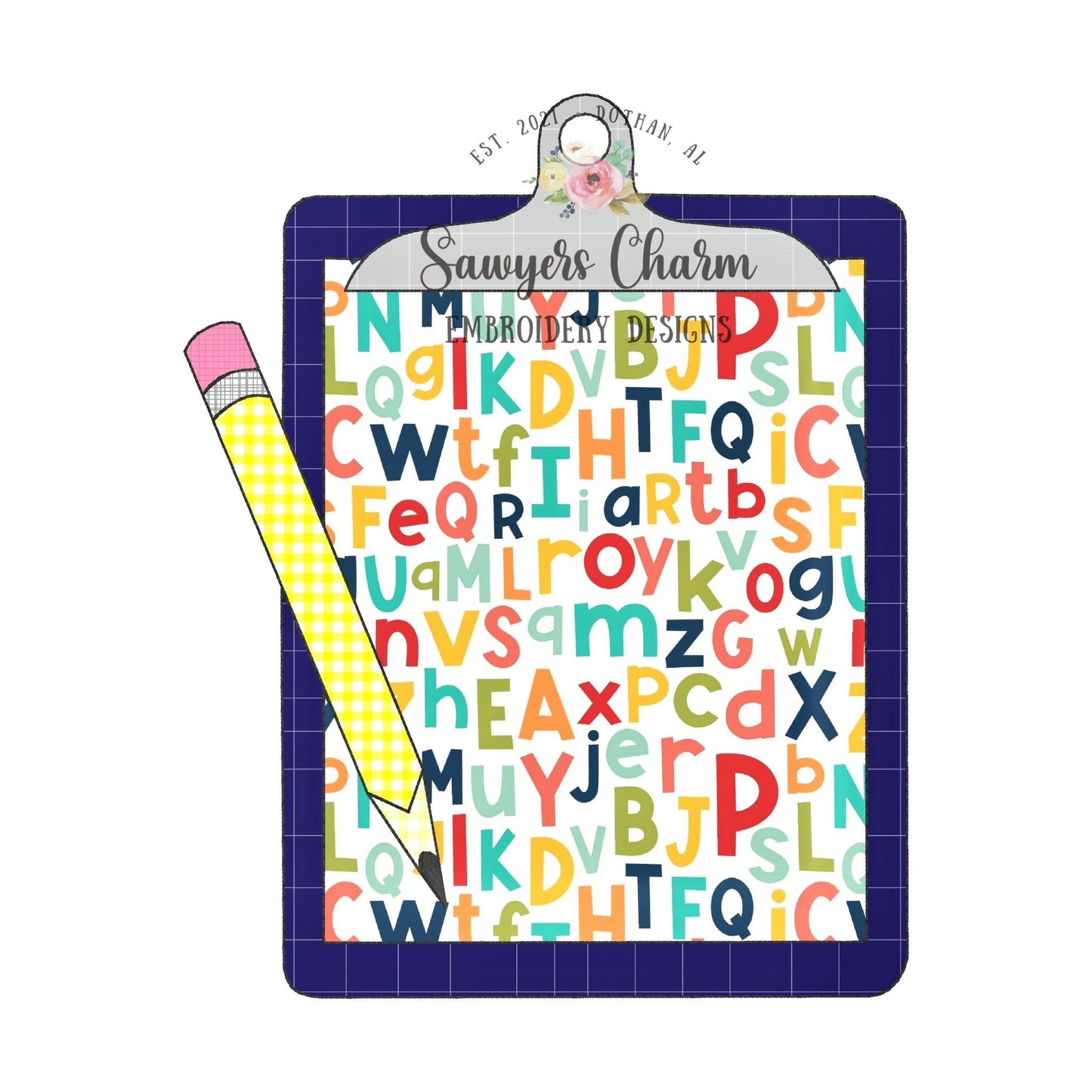 BUNDLE Clipboard & pencil zig zag and bean stitch applique with and without bows, machine embroidery design file, back to school, paper ABC