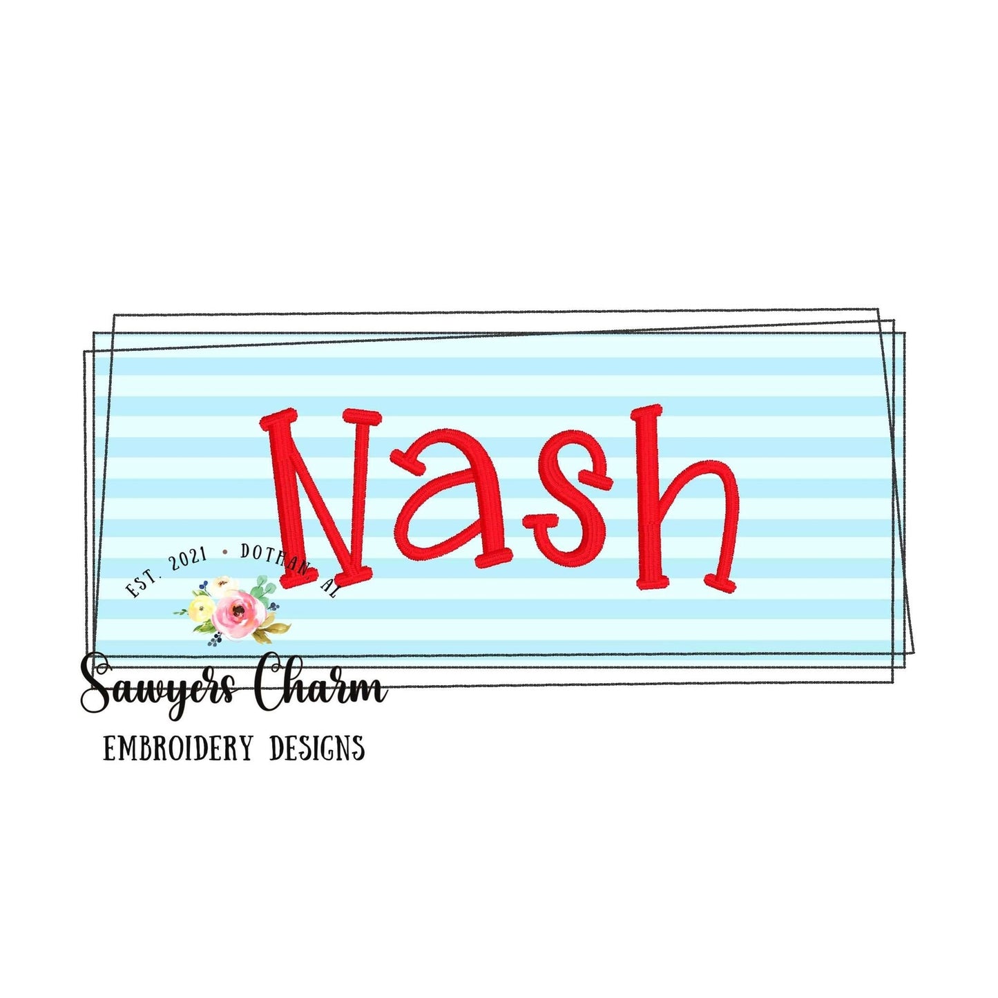 BUNDLE 5 rectangle name plate/frame machine applique embroidery design file, bean stitch, zigzag, scribble, blanket stitch, satin stitch