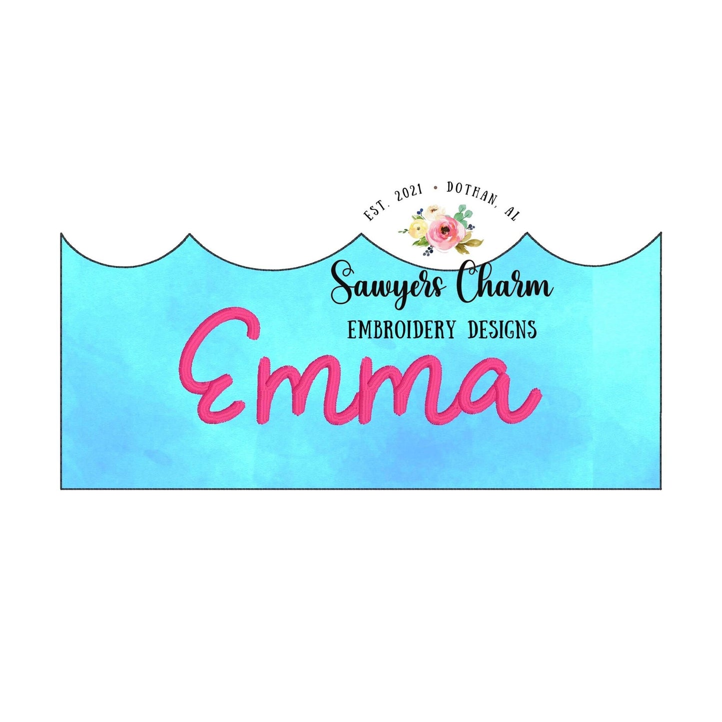 BUNDLE 5 Water/waves name plate/frame machine applique embroidery design file, bean stitch, zigzag, scribble, blanket stitch, satin stitch