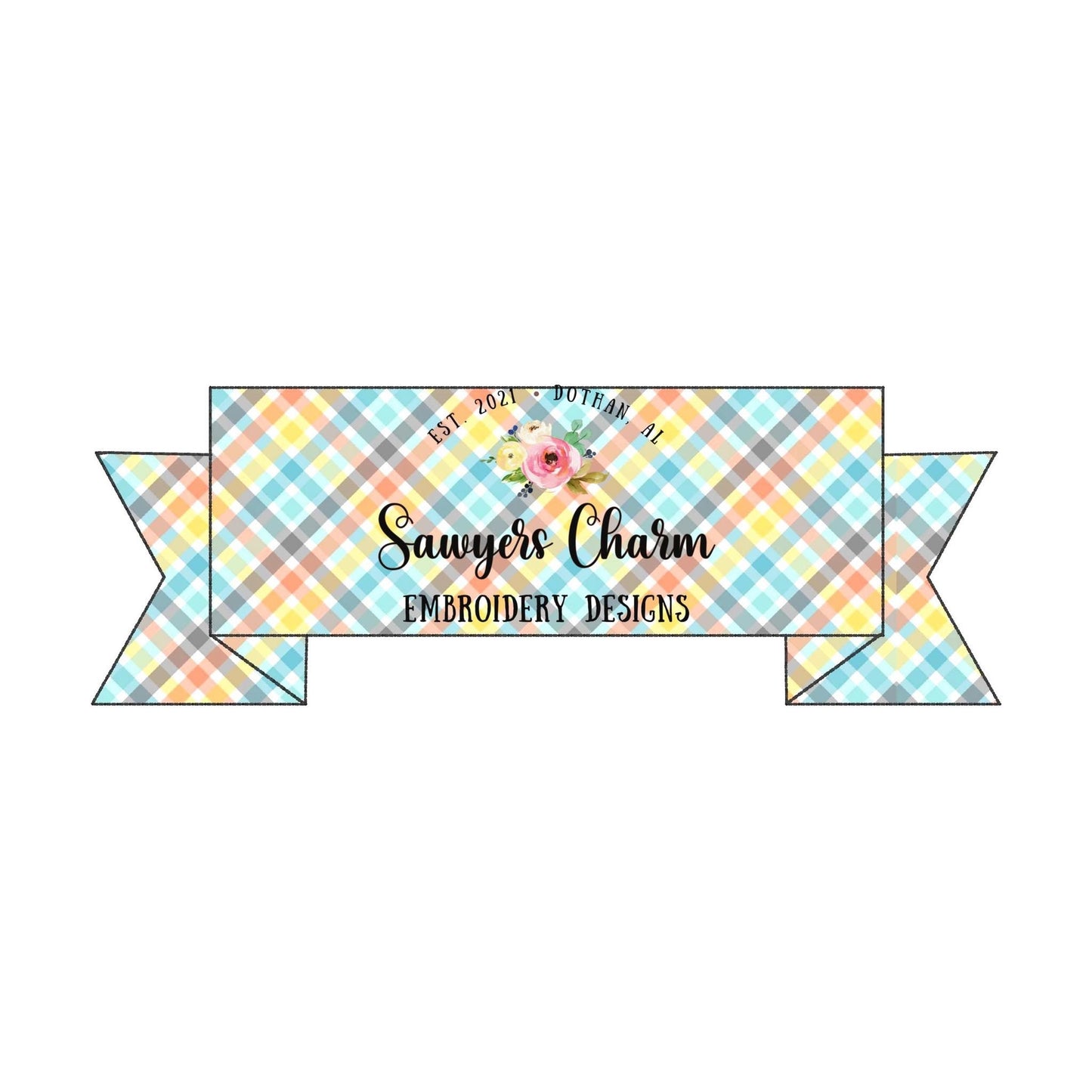 BUNDLE 4 Straight edge Ribbon banner name plate/frame machine applique embroidery design file, bean stitch, zigzag, scribble, satin stitch