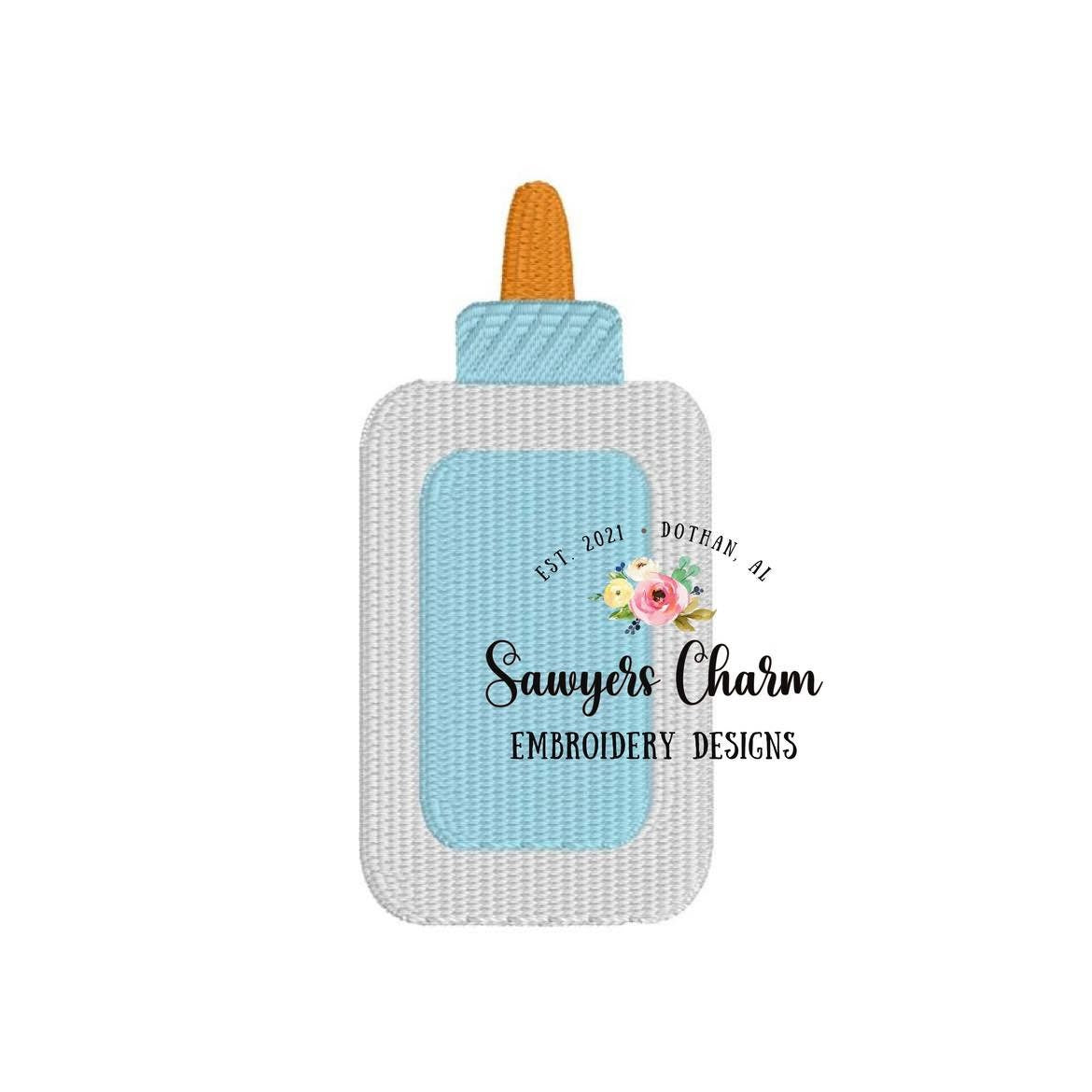 Back to school glue mini fill machine embroidery design file, students, perfect for monograms quick stitch, art class, school supplies