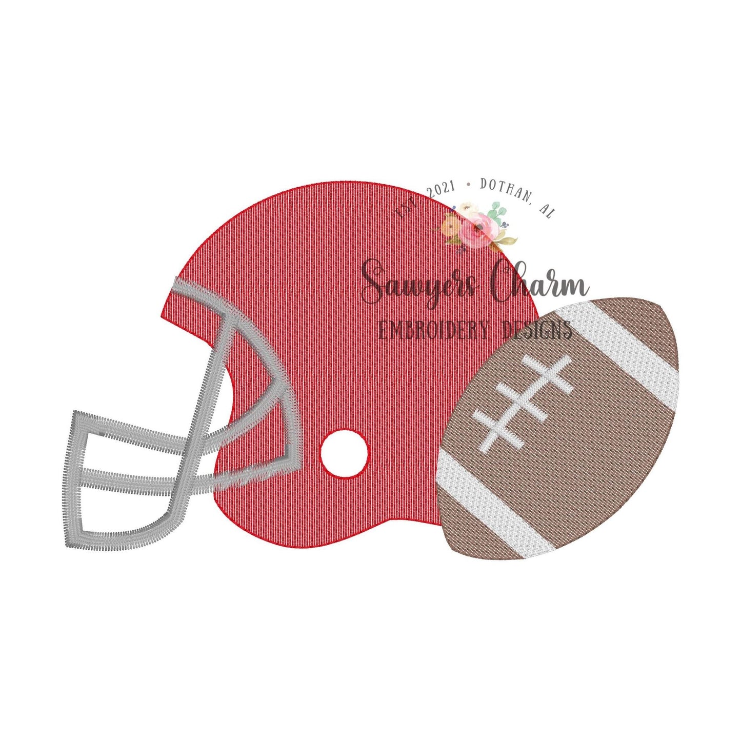 Helmet and football light fill sketch stitch machine embroidery design file, sports, quick stitch, college university, high school team
