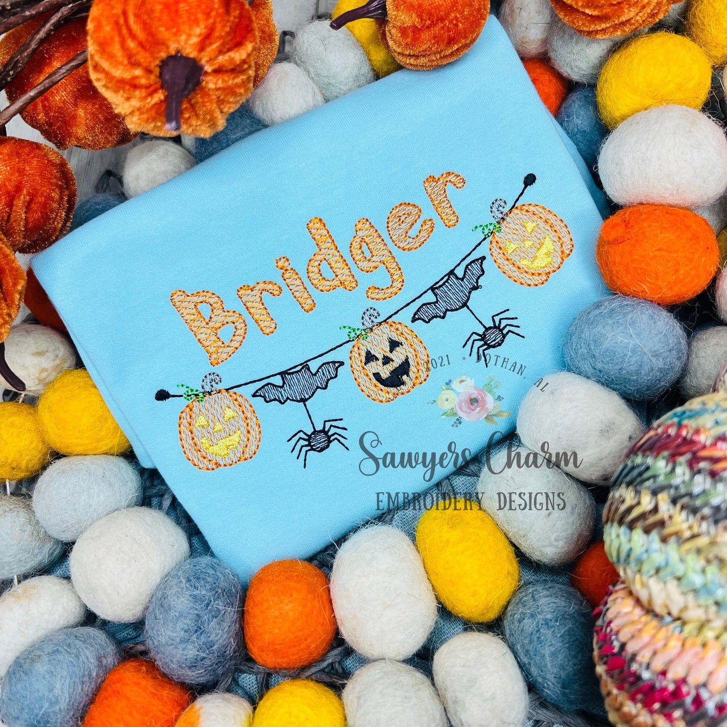 BUNDLE Halloween jackolantern bats spider bunting banner with & without bows sketch stitch machine embroidery design file, fall pumpkin,