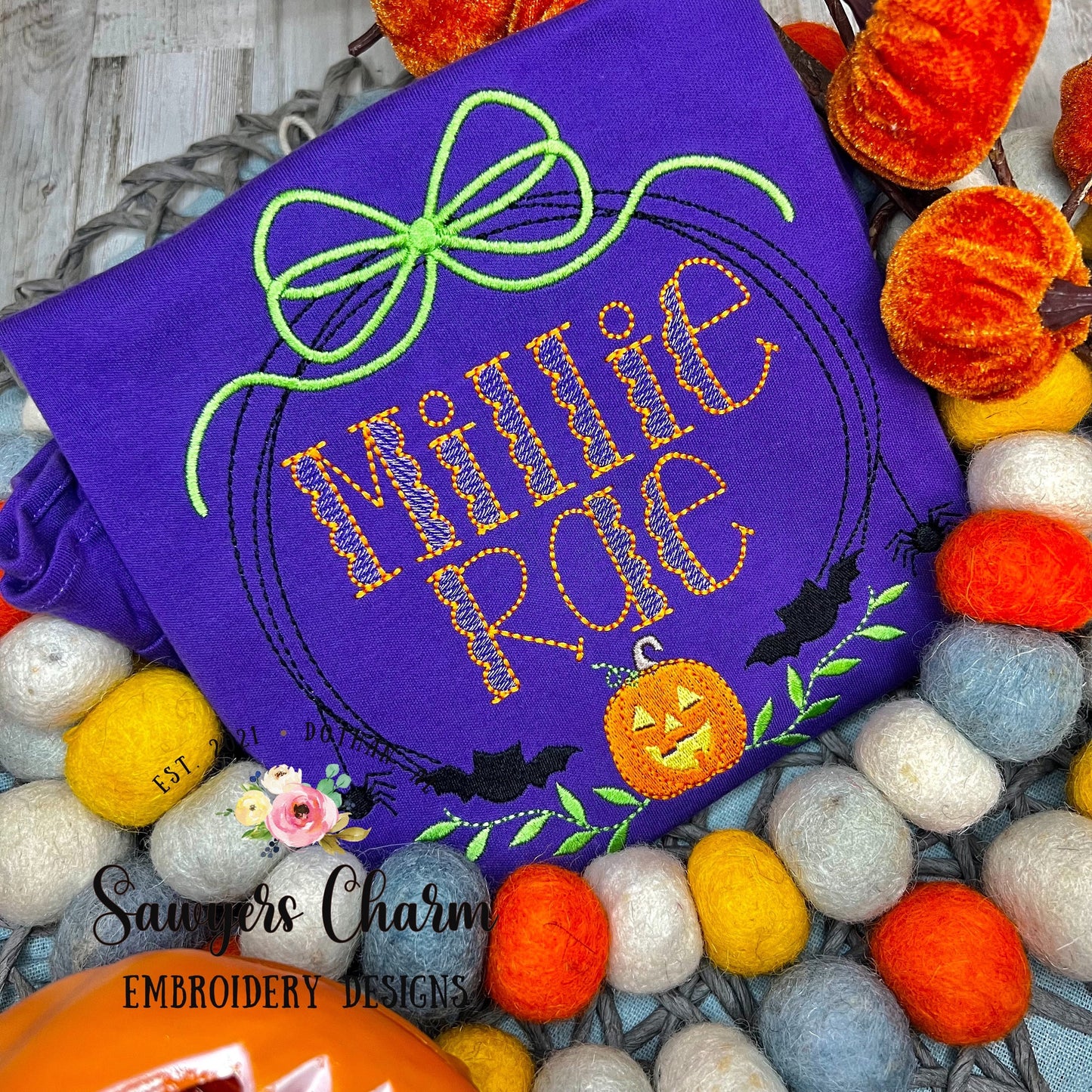 BUNDLE Halloween jackolantern bats spider scribble circle monogram frame with & without bows machine embroidery design file, fall pumpkin