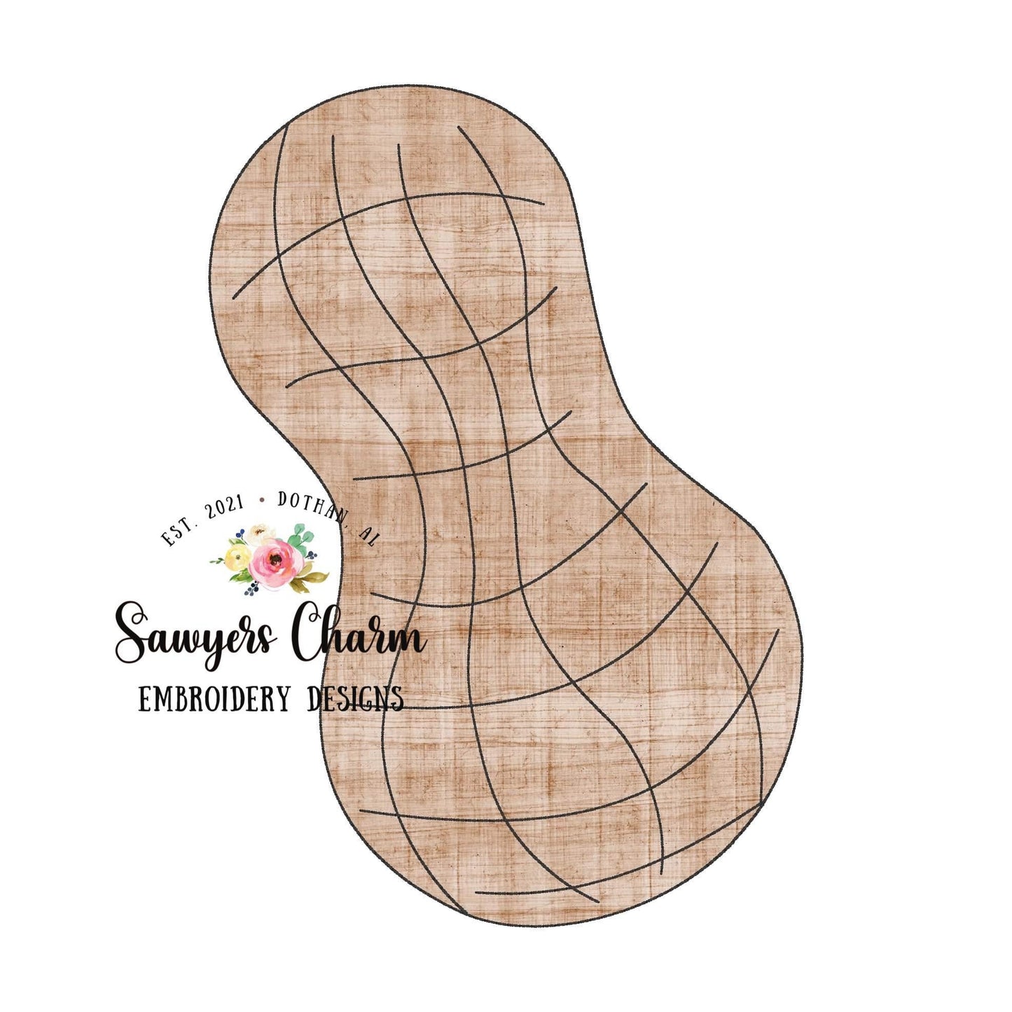 BUNDLE Single peanut bean & zigzag stitch machine applique embroidery design file, farming harvest, crop, quick stitch, peanut festival