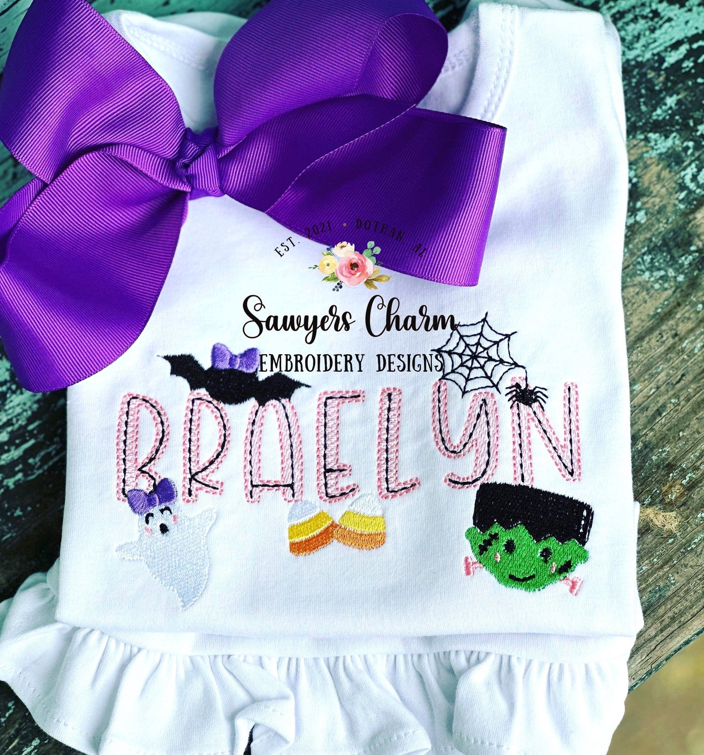 BUNDLE Halloween mini fill machine embroidery design file, ghost, Frankenstein, jackolantern, bat, flower, bow, spiderweb, candy corn, retro
