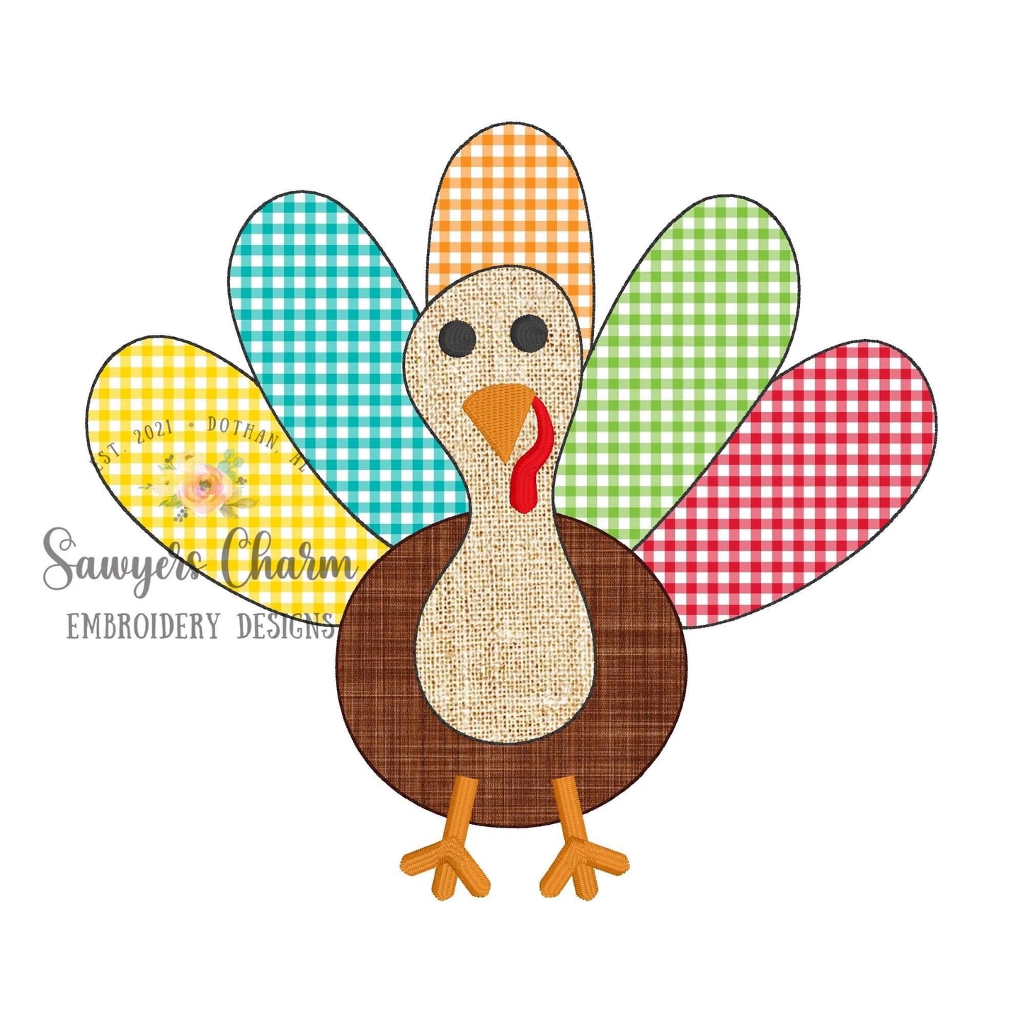 BUNDLE Turkey bean stitch applique with & without bows, machine embroidery design file, fall, thanksgiving, quick stitch, gobble