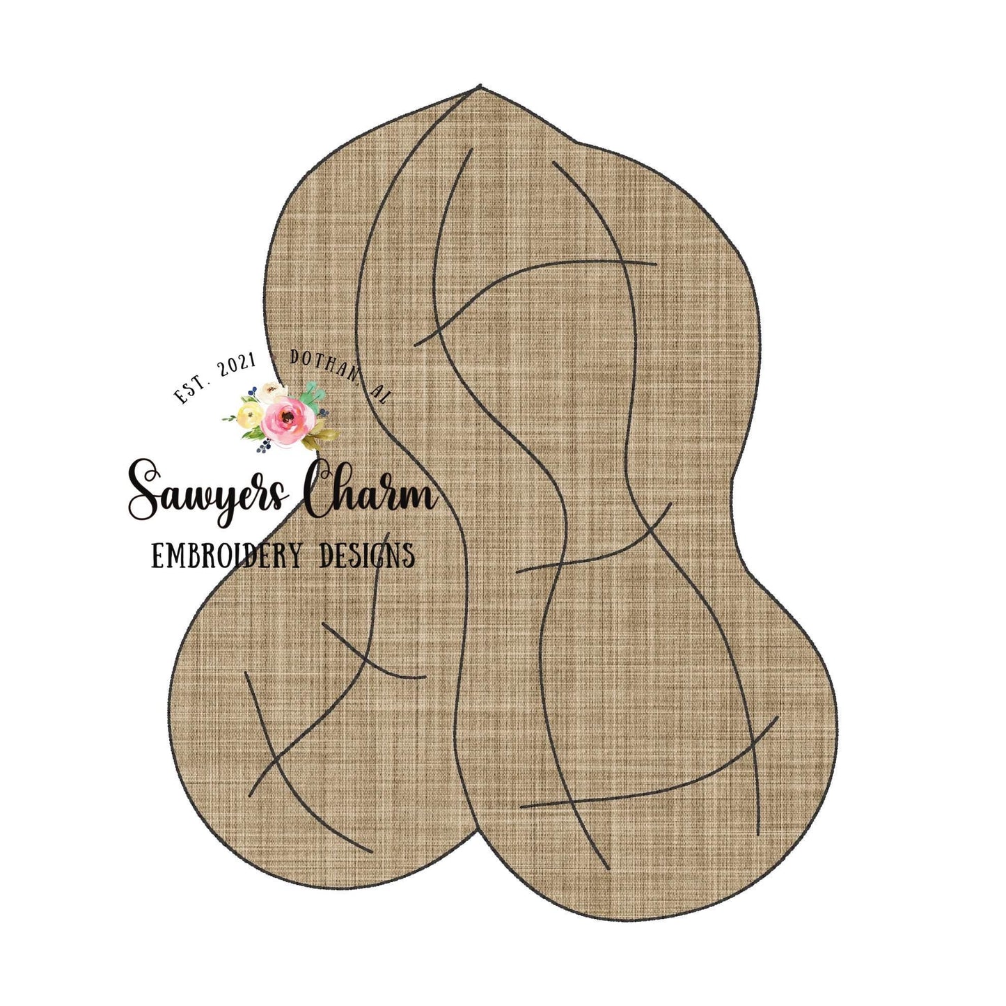BUNDLE Double peanuts bean & zigzag stitch machine applique embroidery design file, farming harvest, crop, quick stitch, peanut festival