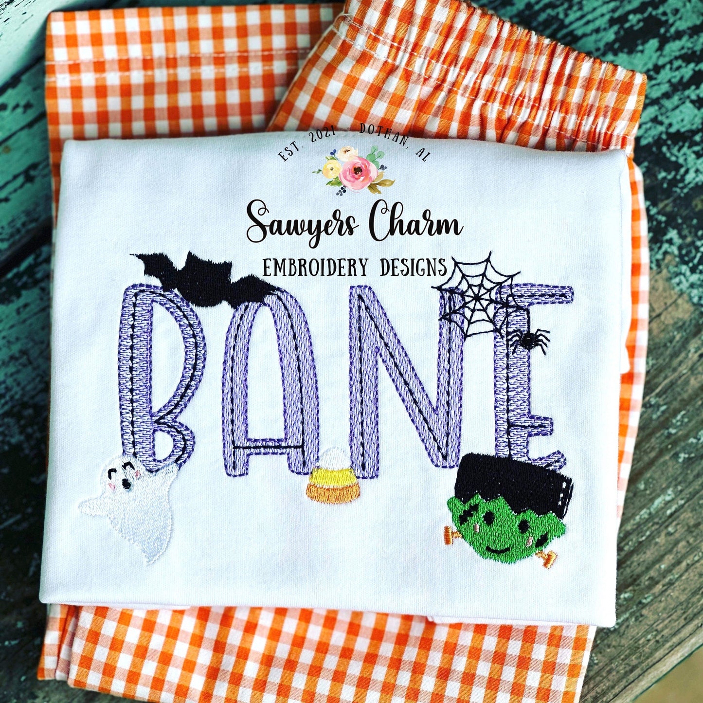 BUNDLE Halloween mini fill machine embroidery design file, ghost, Frankenstein, jackolantern, bat, flower, bow, spiderweb, candy corn, retro