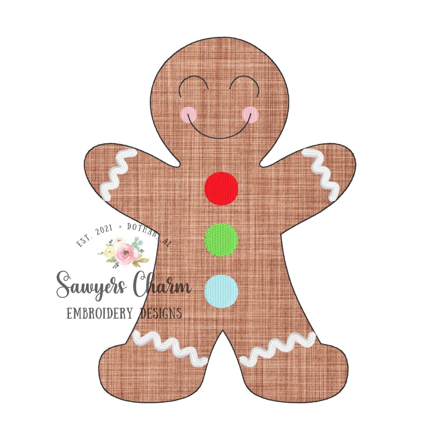 BUNDLE Gingerbread boy with buttons bean stitch, zig zag & satin, machine applique design embroidery file quick stitch, Christmas cookie