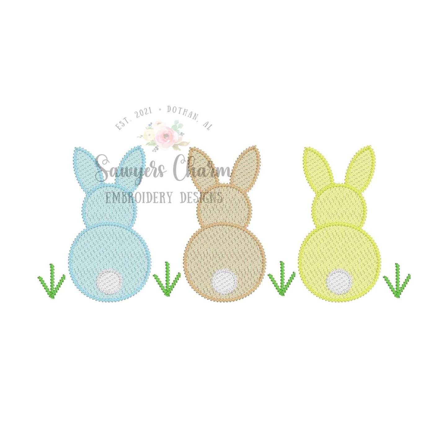 BUNDLE Easter bunnies with/without bows & flowers sketch stitch machine embroidery design file, peter cottontail, spring, rabbits