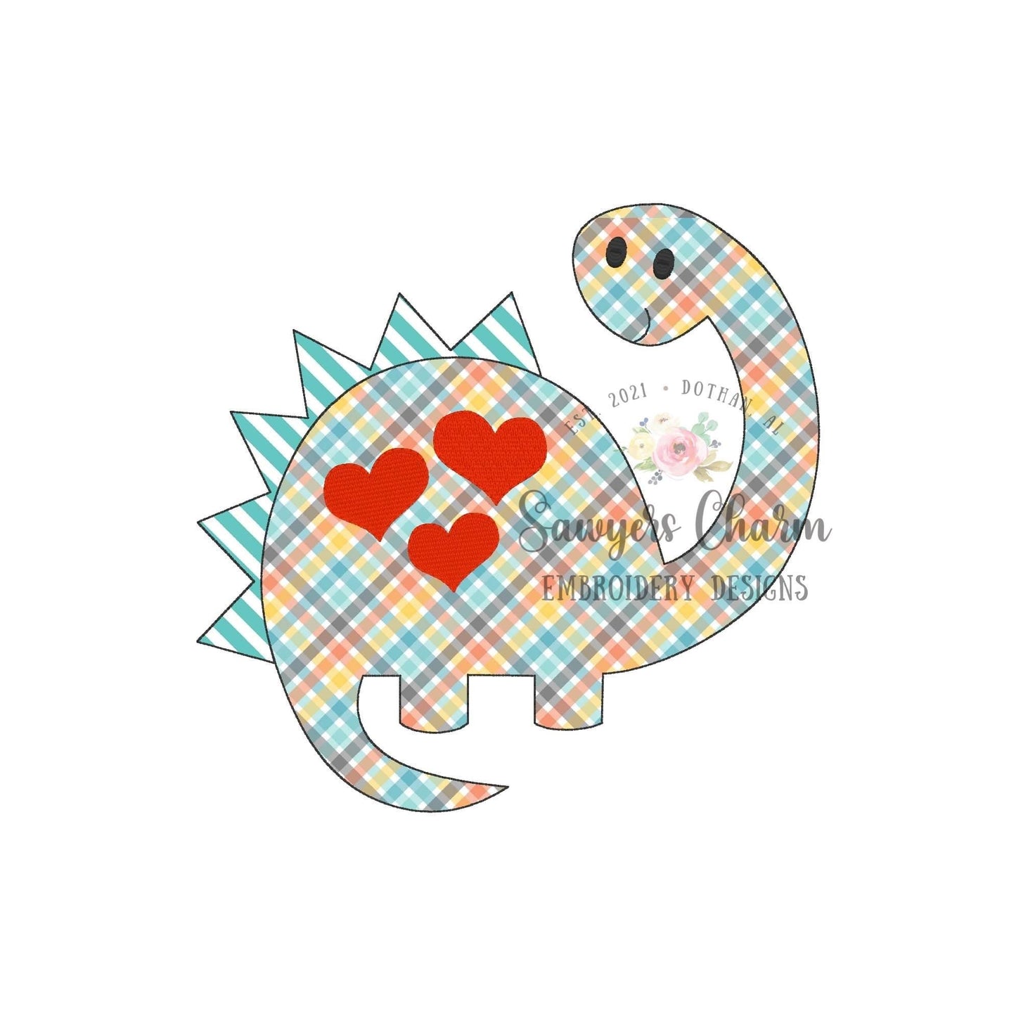 BUNDLE Boy dinosaur with heart spots bean and zig zag stitch applique, machine embroidery design file, love, hugs/kisses, Valentine's Day
