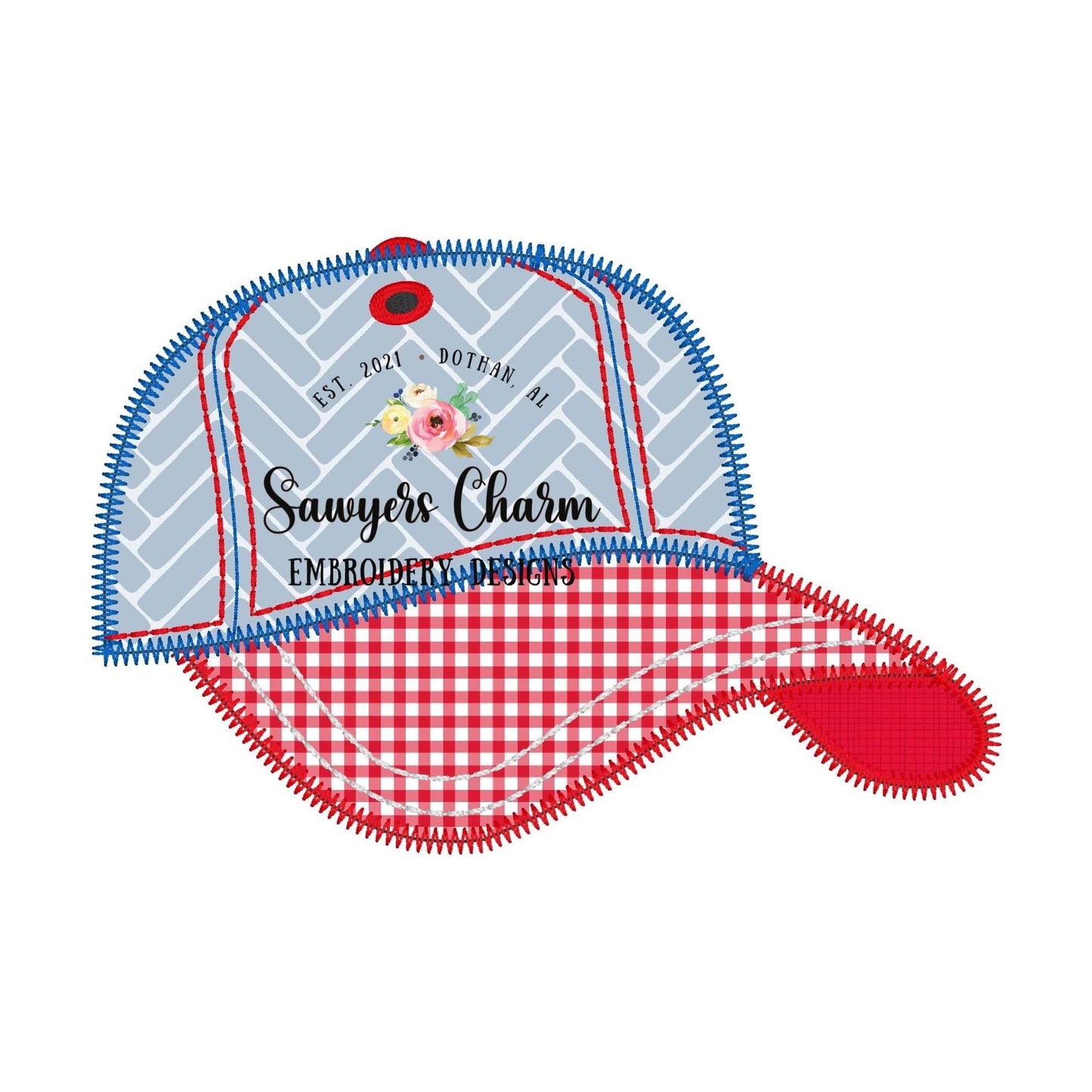 BUNDLE Ball cap/hat bean & zig zag stitch machine applique embroidery design file, ballgame, sports, quick stitch, little boy
