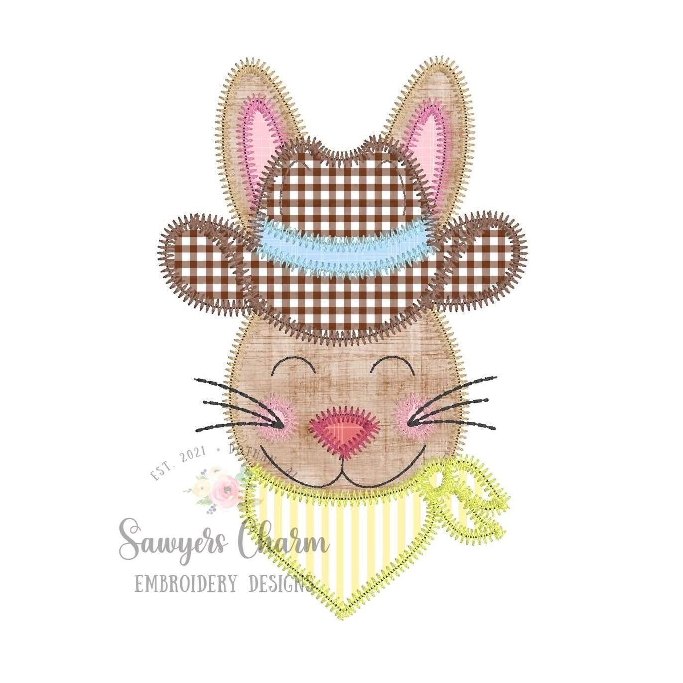 BUNDLE Cowboy Easter bunny rabbit & bandana bean AND zigzag stitch, machine embroidery design, peter cottontail, spring, western hat