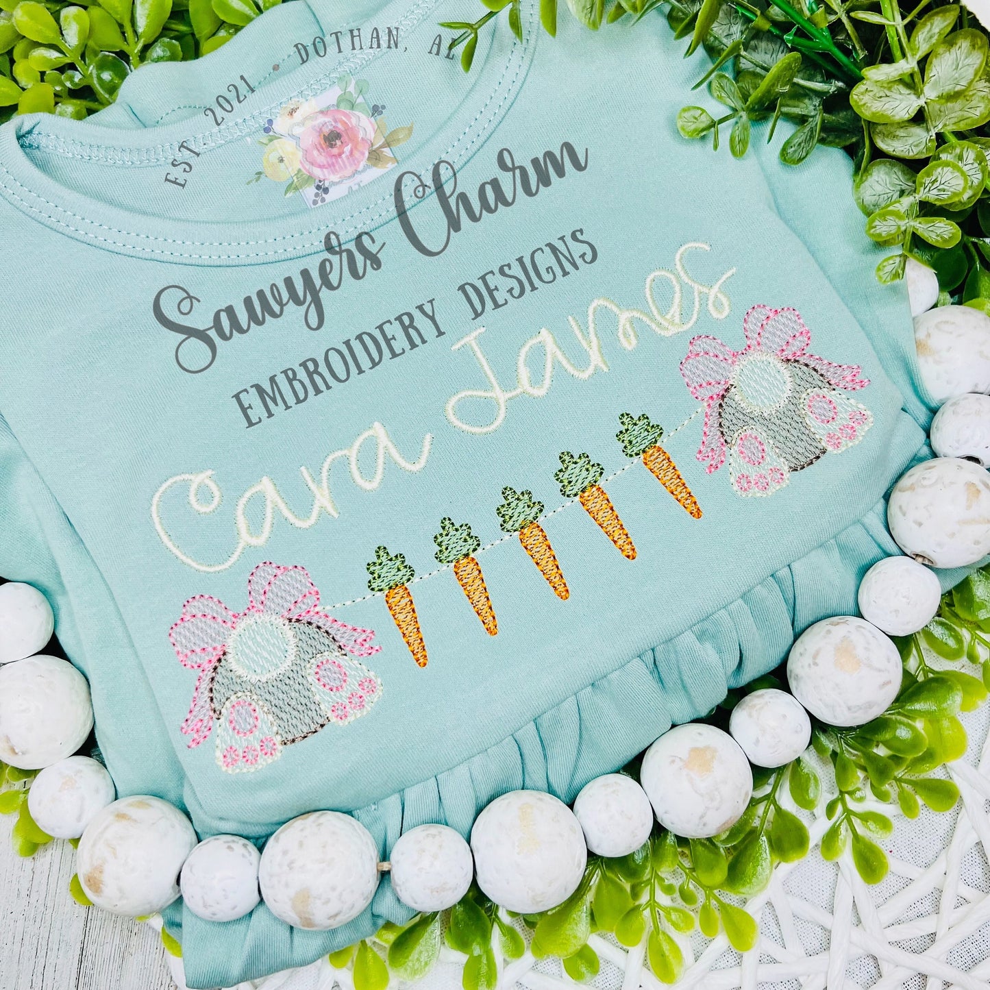 Easter bunny bums with bows & carrots bunting sketch stitch machine embroidery design file, quick stitch, peter cottontail, spring veggies