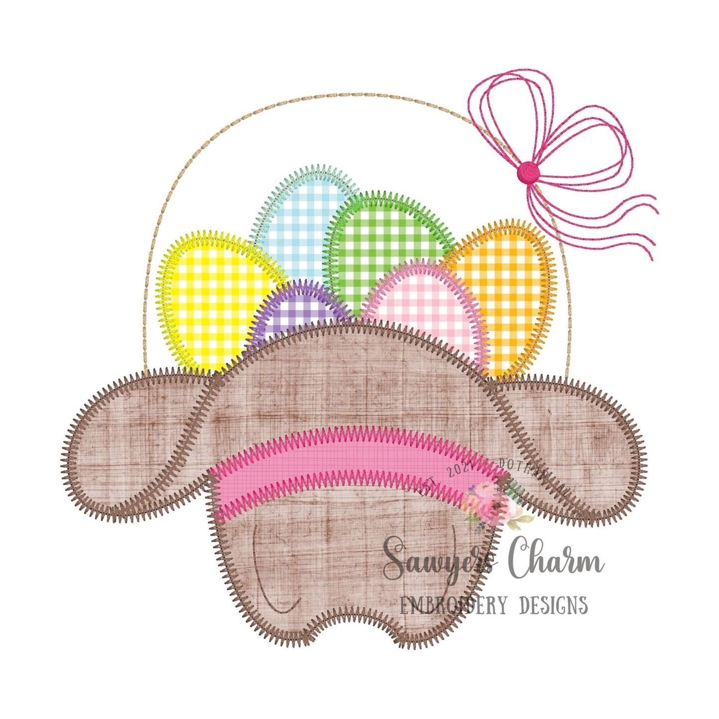 BUNDLE Cowboy hat Easter egg basket zigzag stitch machine embroidery applique design, with & without bow, peter cottontail, spring, western