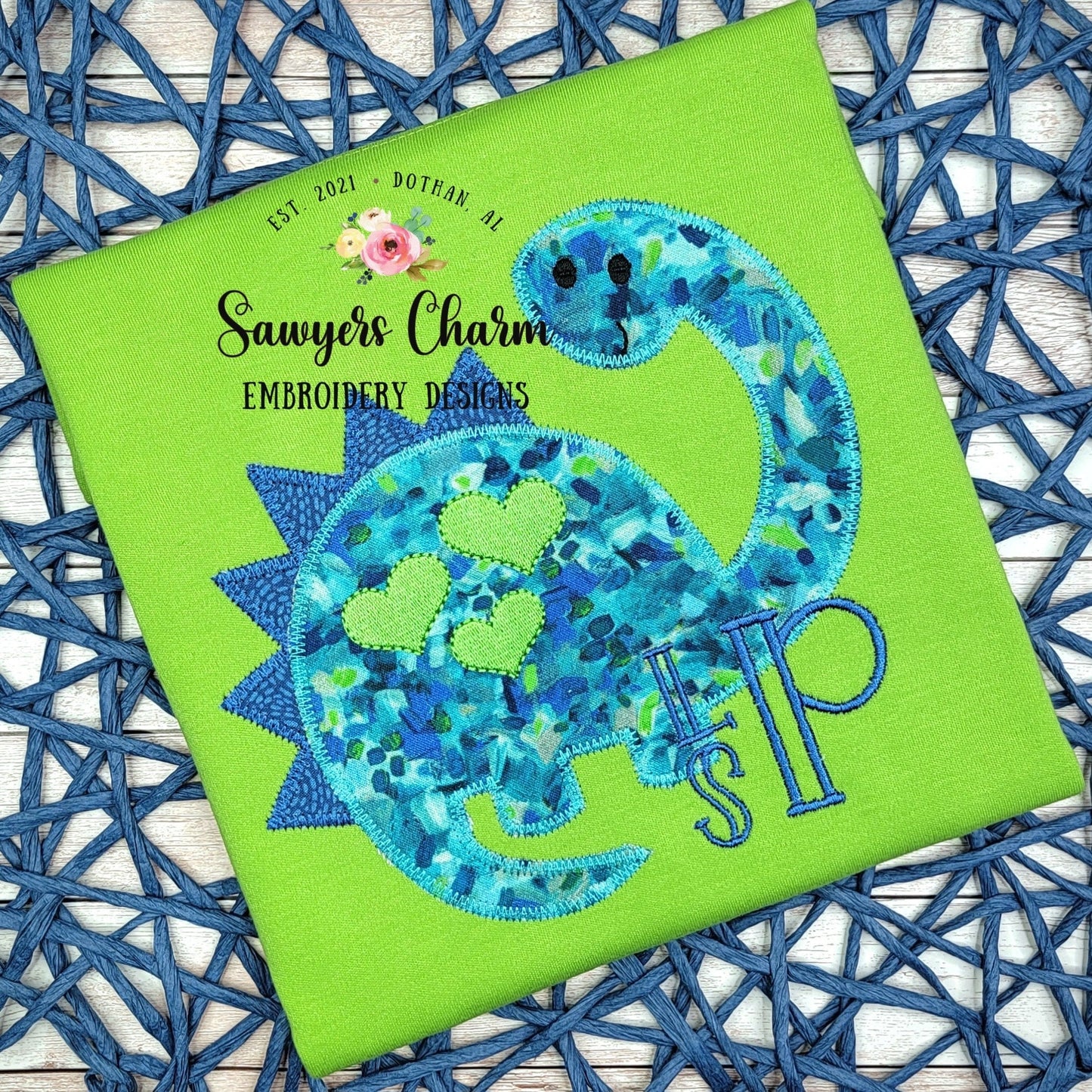 BUNDLE Boy dinosaur with heart spots bean and zig zag stitch applique, machine embroidery design file, love, hugs/kisses, Valentine's Day