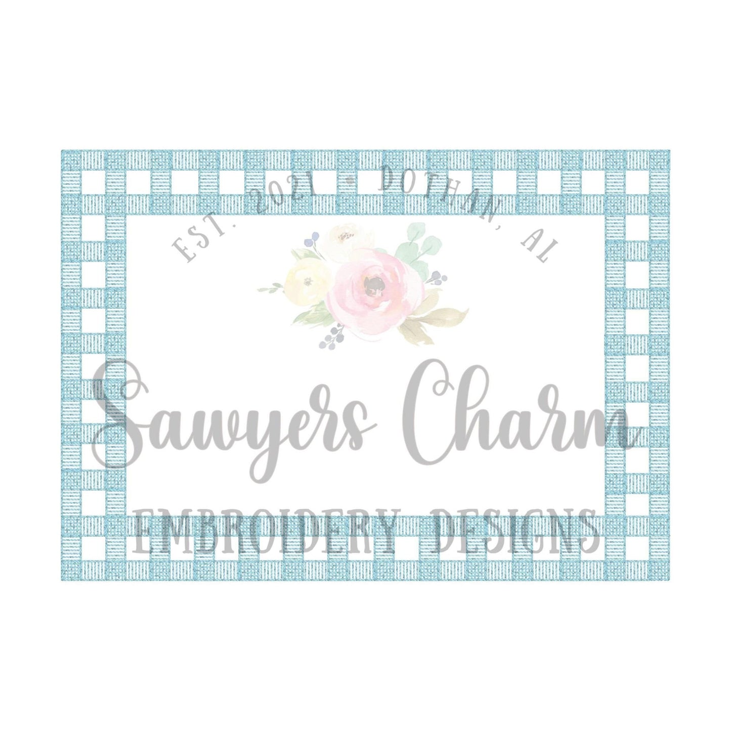 BUNDLE Gingham monogram frames, sketch stitch machine embroidery design file, rectangle, square, circle, quick stitch, girl, boy, baby
