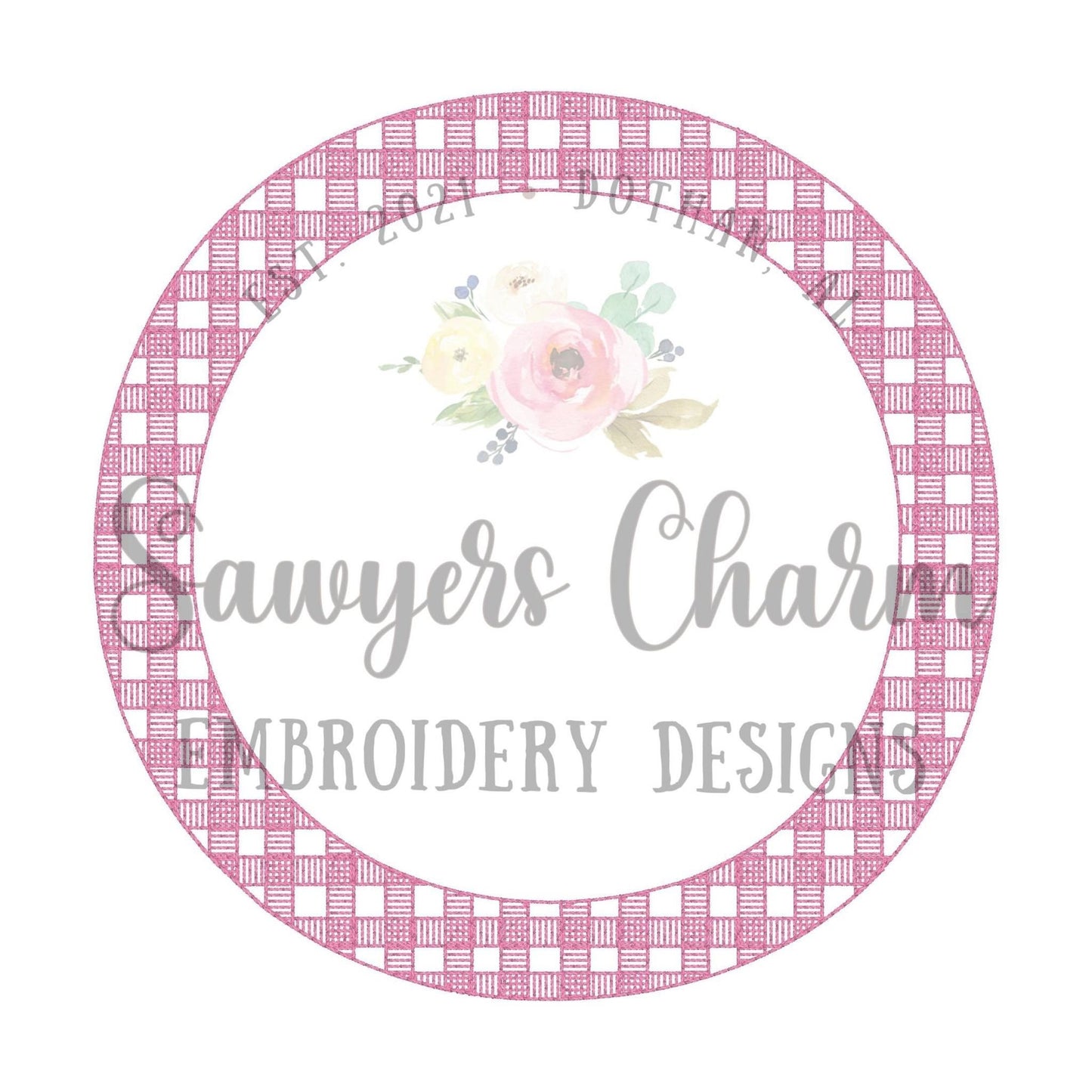 BUNDLE Gingham monogram frames, sketch stitch machine embroidery design file, rectangle, square, circle, quick stitch, girl, boy, baby