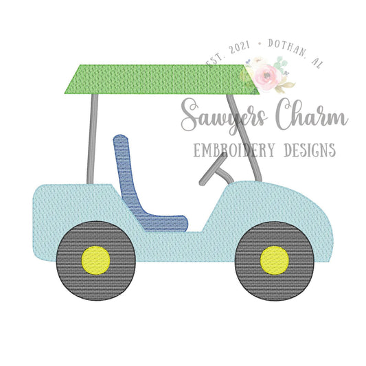BUNDLE Golf carts sketch stitch machine embroidery design file, quick stitch, with/without bow, golfer, bean stitch details, girl, boy