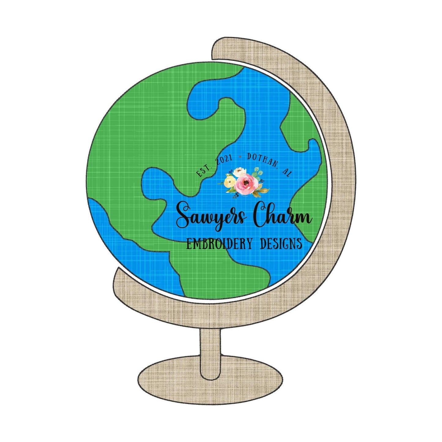 BUNDLE Globe bean & zig zag stitch applique machine embroidery design file, quick stitch, Back to school, planet earth, geography, map