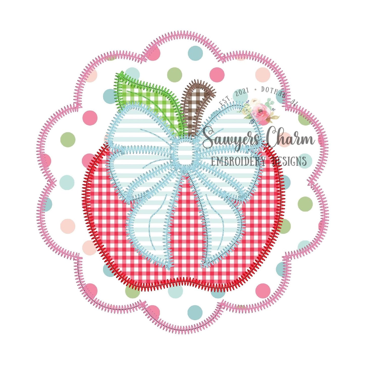 BUNDLE Applewith bow in scallop patch, bean & zig zag stitch applique machine embroidery design file, back to school, quick stitch