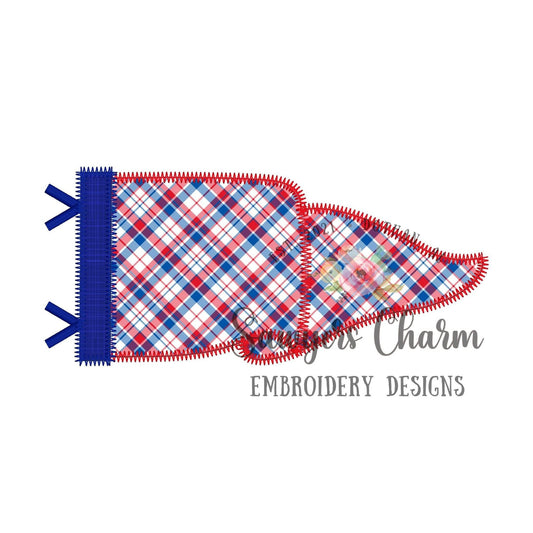 BUNDLE Pennant with ties bean & zig zag stitch machine applique embroidery design file, banner, quick stitch, number one sports fan