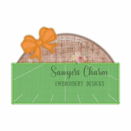 BUNDLE Football field name plate with half football and bow, bean & zig zag stitch machine applique embroidery design, quick stitch, sports