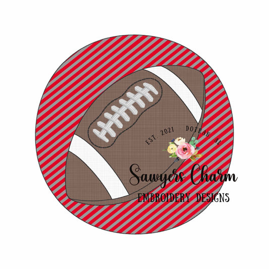 BUNDLE Football on circle patch bean & zig zag stitch machine applique embroidery design, quick stitch, fall sports, college/high school