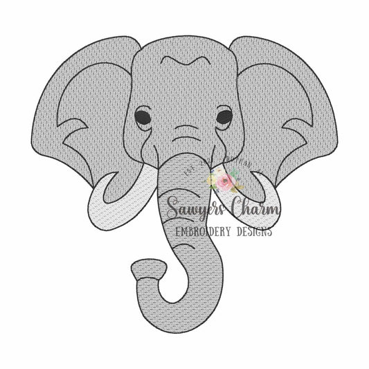 BUNDLE Elephant with/without bow sketch stitch machine embroidery design, college university, cheerleader sports fan, coquette, jungle zoo