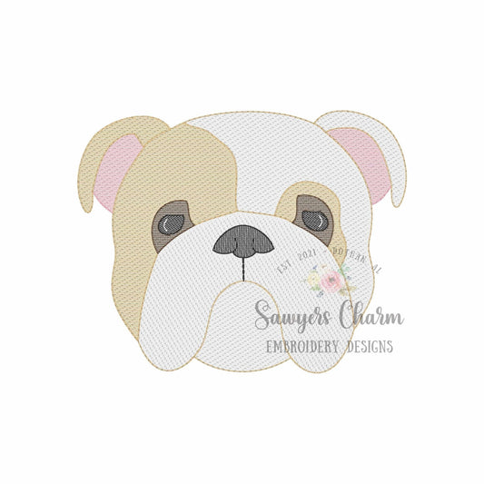 BUNDLE two color bulldog with/without bow sketch stitch machine embroidery design, college university, cheerleader sports fan, coquette
