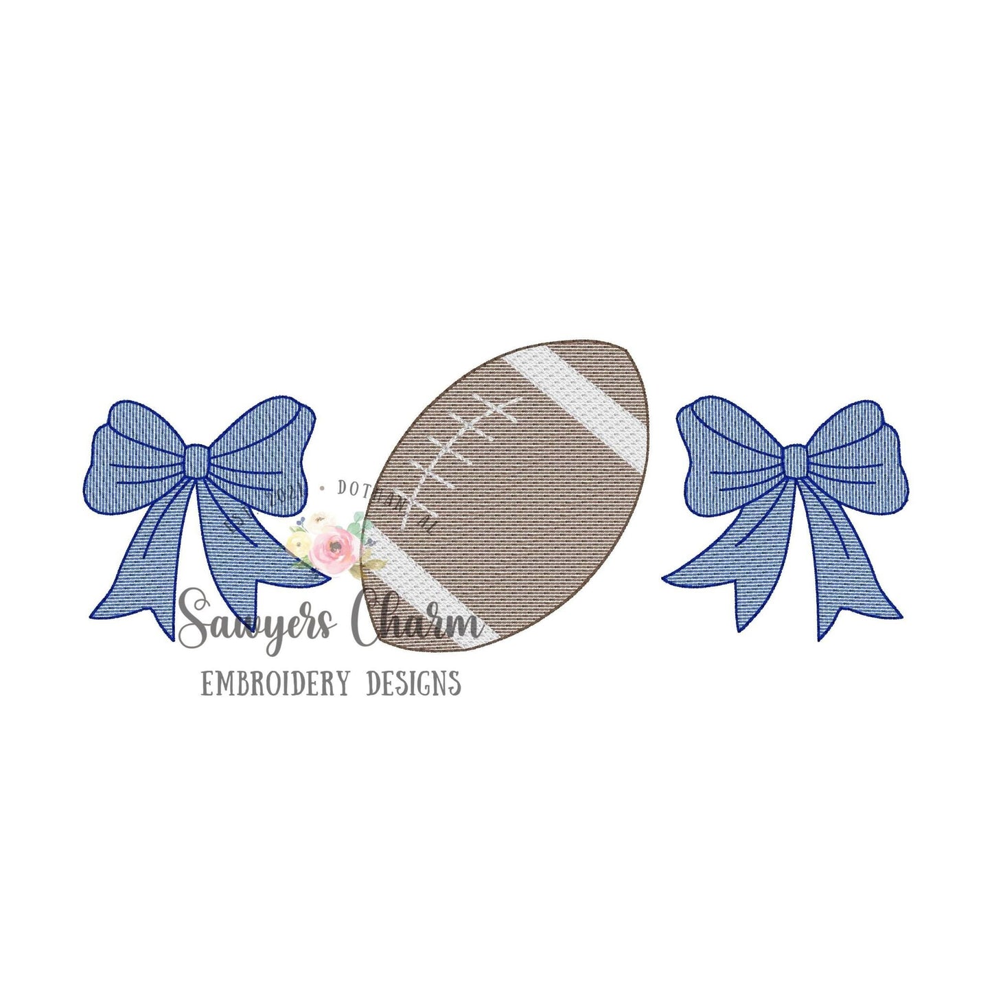 Football bows sketch stitch trio machine embroidery design file, quick stitch, fall, coquette, sports fan, cheerleader