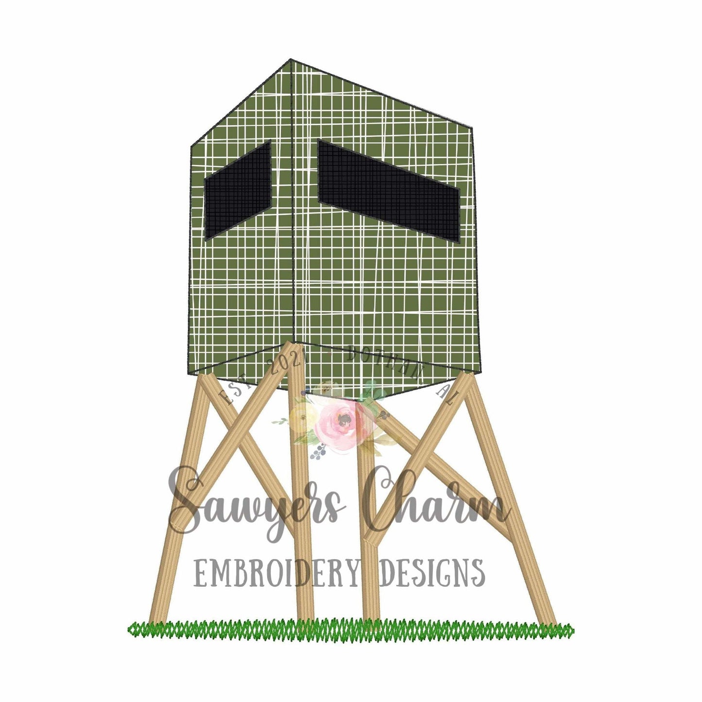 BUNDLE Shooting house bean & zigzag stitch machine applique embroidery design file, quick stitch, fall, hunting blind, outdoors