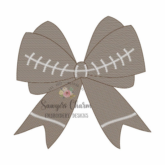 Football bow light fill sketch stitch machine embroidery design file, quick stitch, fall, coquette, sports fan, cheerleader