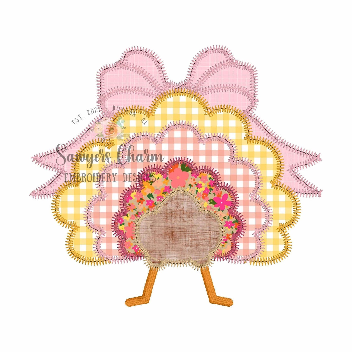 BUNDLE Turkey tail with bow bean & zig zag stitch machine applique embroidery design, fall, thanksgiving, quick stitch, coquette, feathers