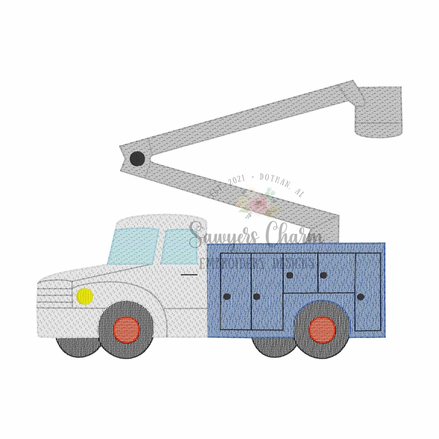 Bucket truck sketch stitch machine embroidery design, quick stitch, lineman, construction worker, transportation, vehicle, daddy's boy