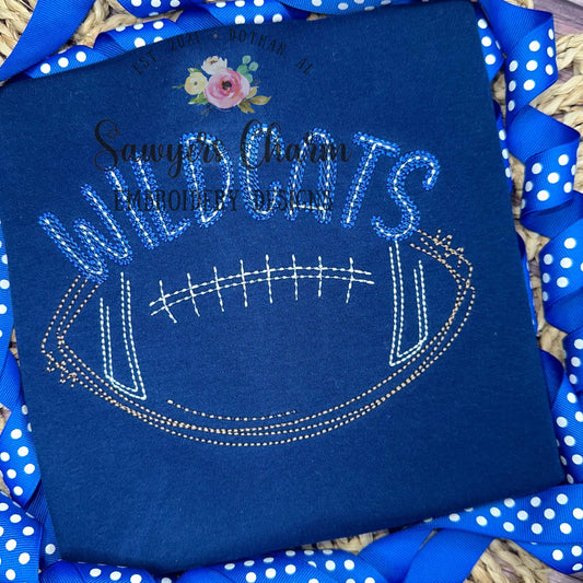 Squiggly scribble open football bean stitch machine embroidery design file, Perfect for monogram, quick stitch, fall, sports fan, game day